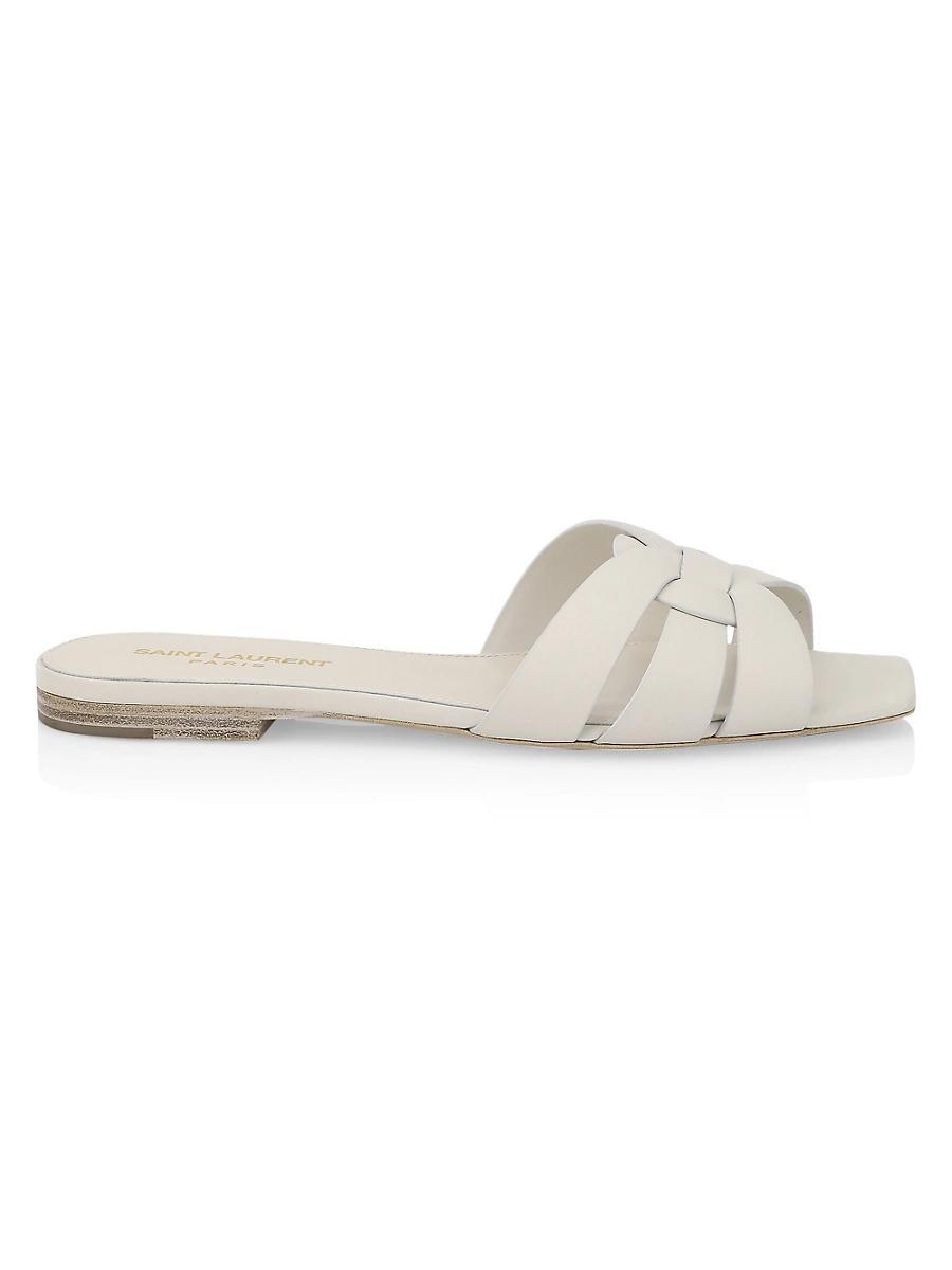 Saint Laurent Womens Tribute Mules in Metallic Leather Product Image