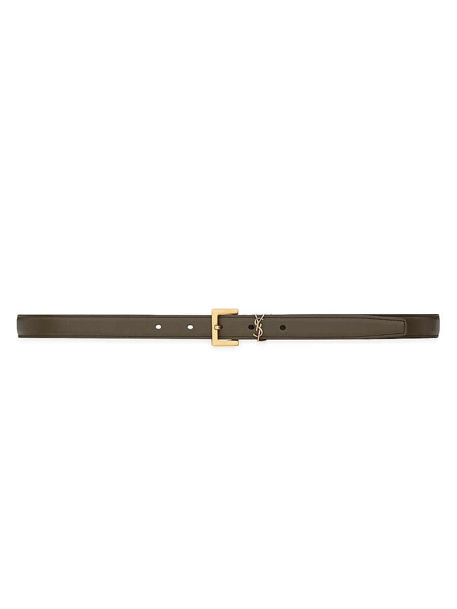 Womens Cassandre Thin Belt with Square Buckle in Smooth Leather Product Image