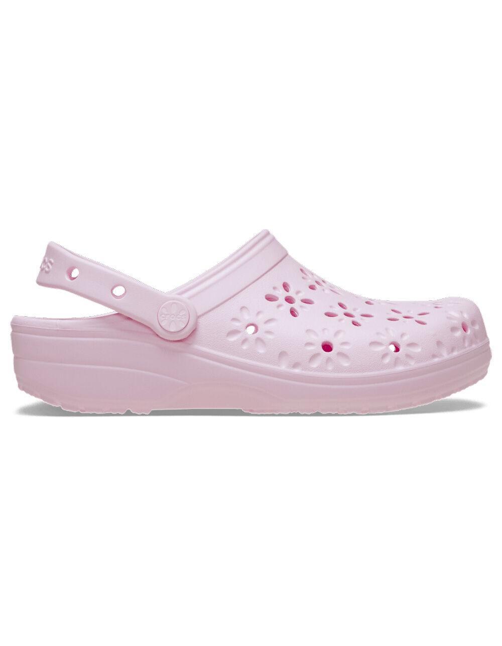 CROCS Floral Cut-Out Womens Classic Clogs - LIGHT PINK Product Image