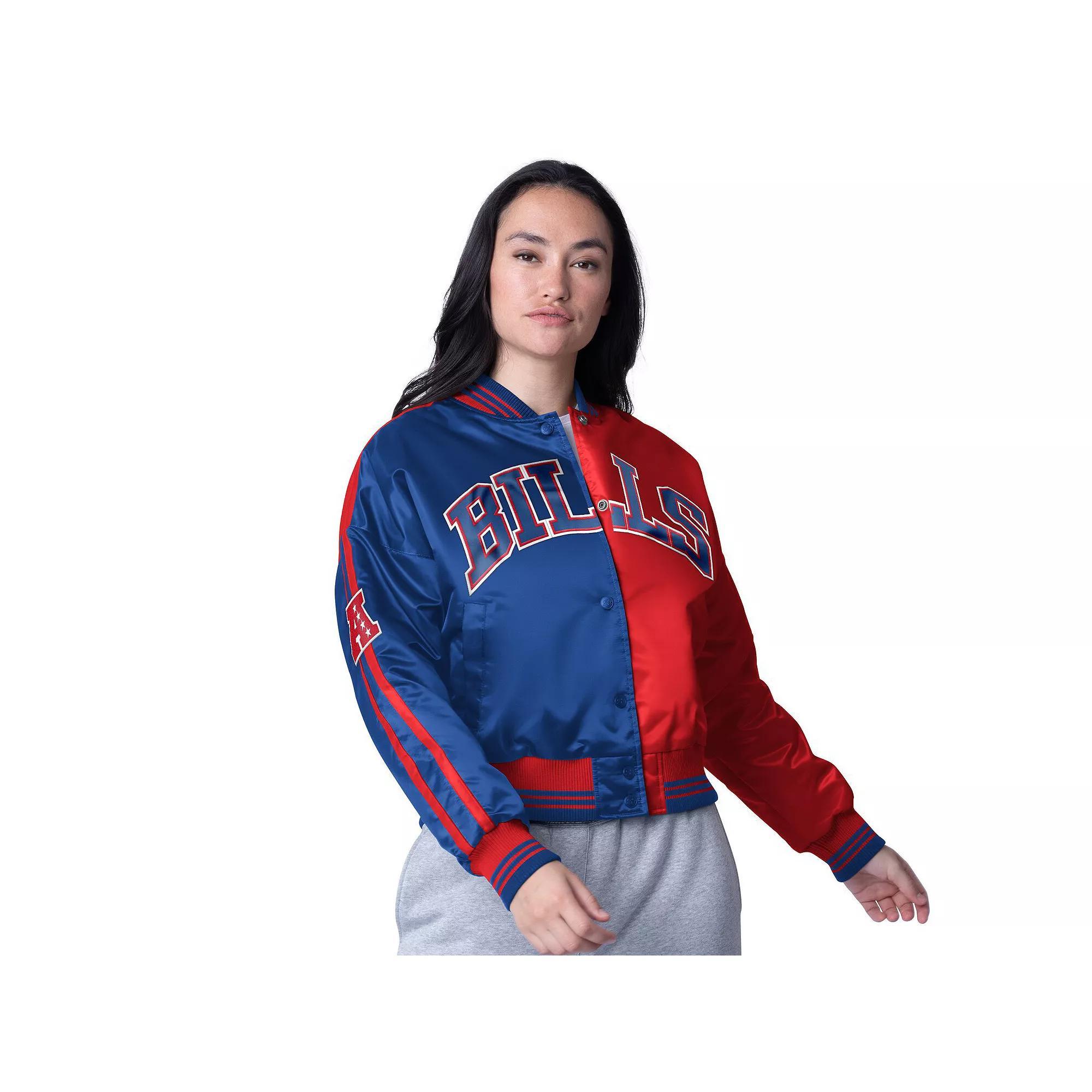 Womens Starter St. Louis Blues Zone Blitz Cropped Full-Snap Satin Jacket Product Image