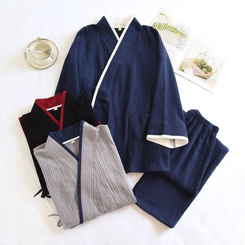 Pajama Set: Long-Sleeve Top + Pants Product Image