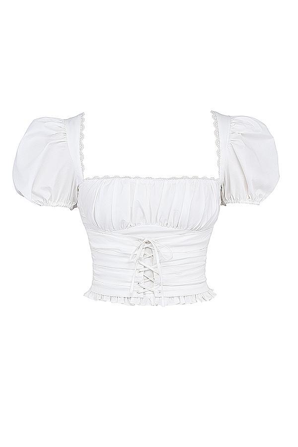 Samaya White Gathered Top Product Image