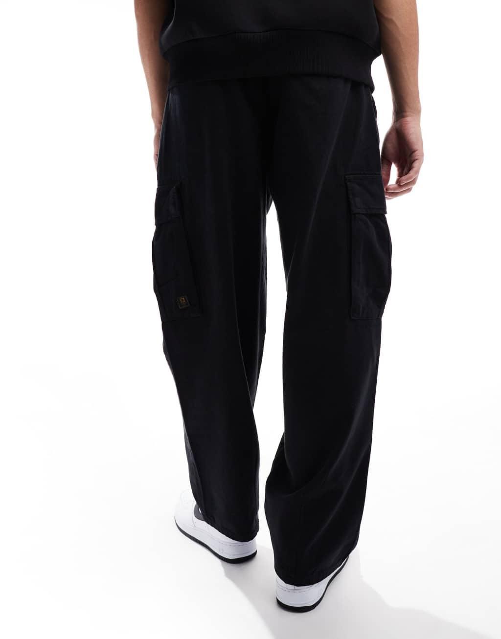 ONLY & SONS loose cargo pants in black Product Image