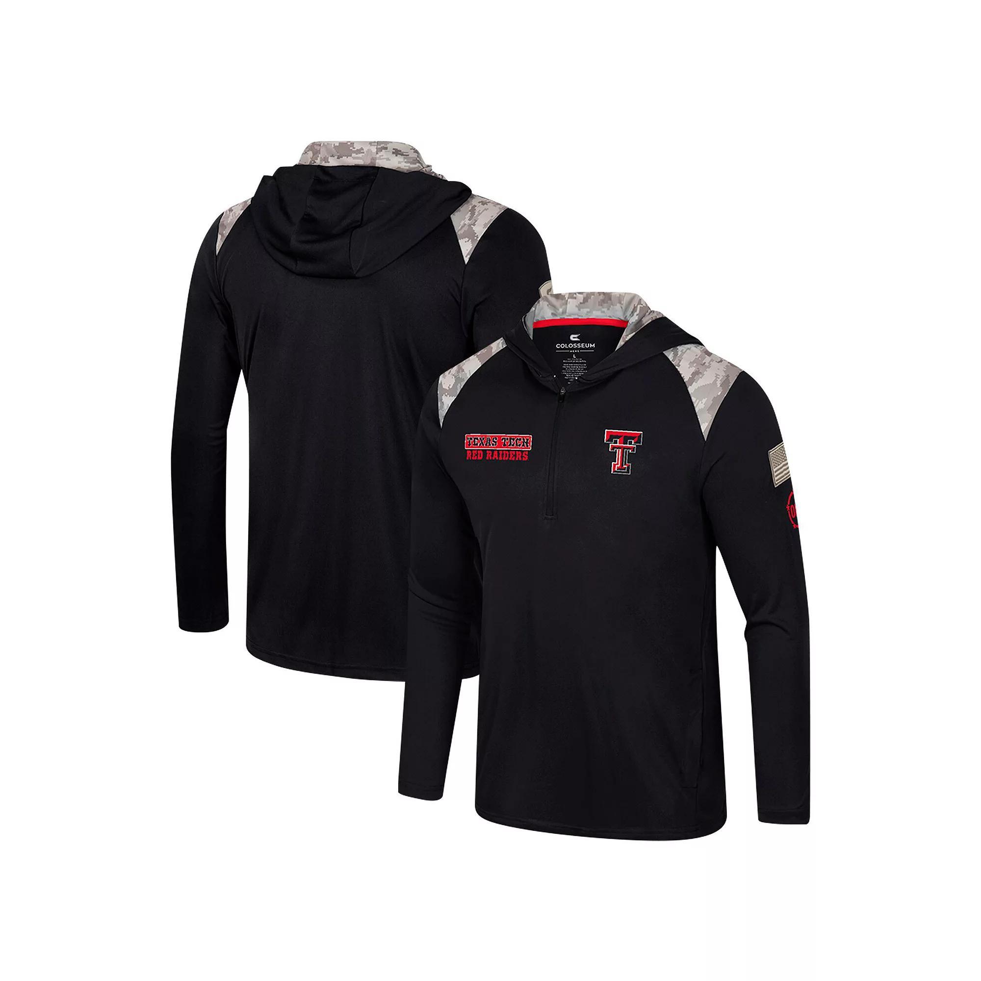 Men's Colosseum Black Texas Tech Red Raiders OHT Military Appreciation Quarter-Zip Hoodie Jacket, Size: 2XL Product Image