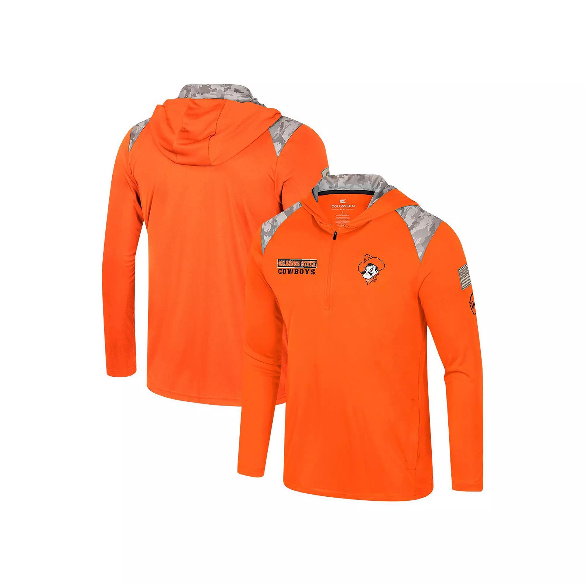 Men's Colosseum Orange Oklahoma State Cowboys OHT Military Appreciation Quarter-Zip Hoodie Jacket, Size: Large Product Image
