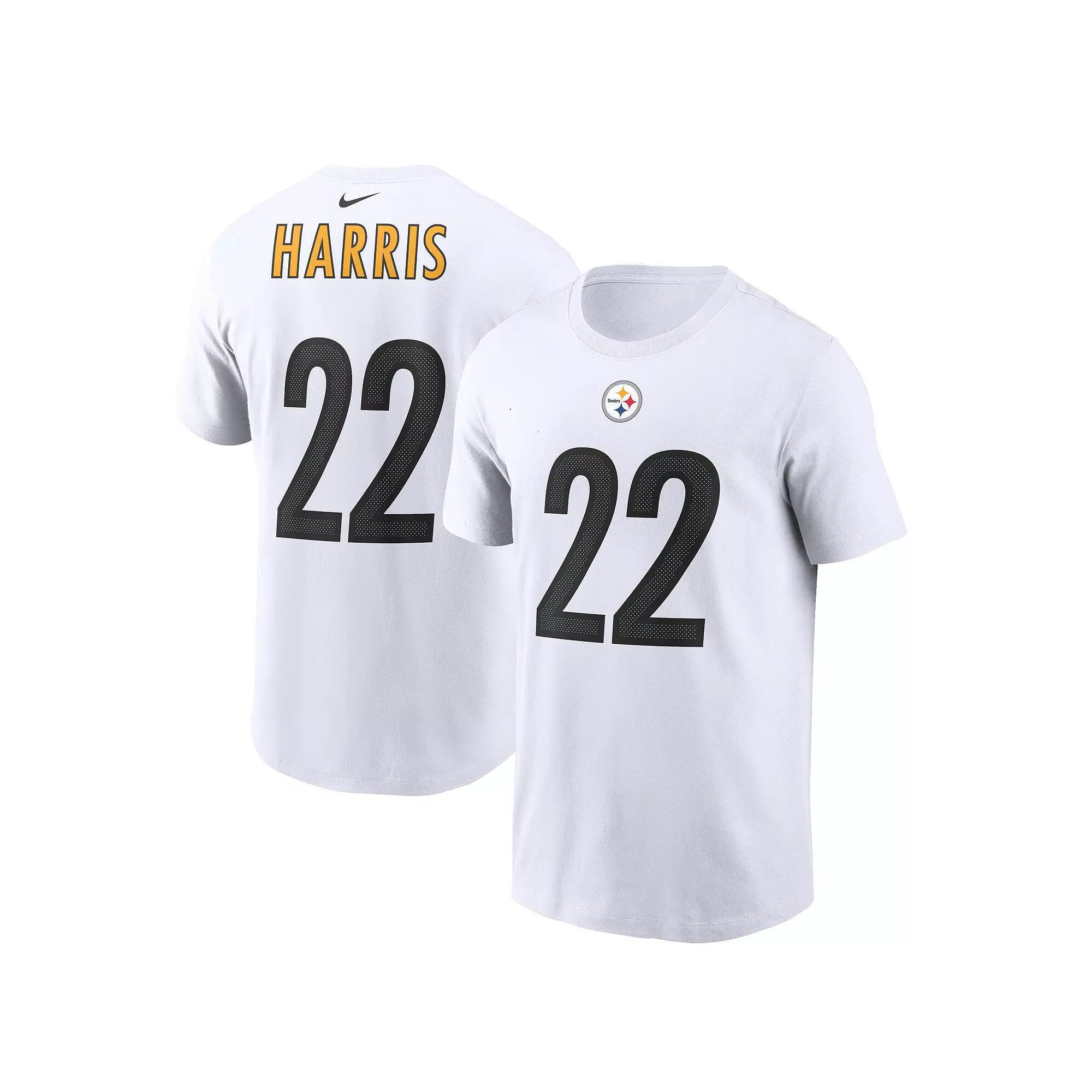 Men's Nike Najee Harris White Pittsburgh Steelers Player Name & Number T-Shirt, Size: Large Product Image