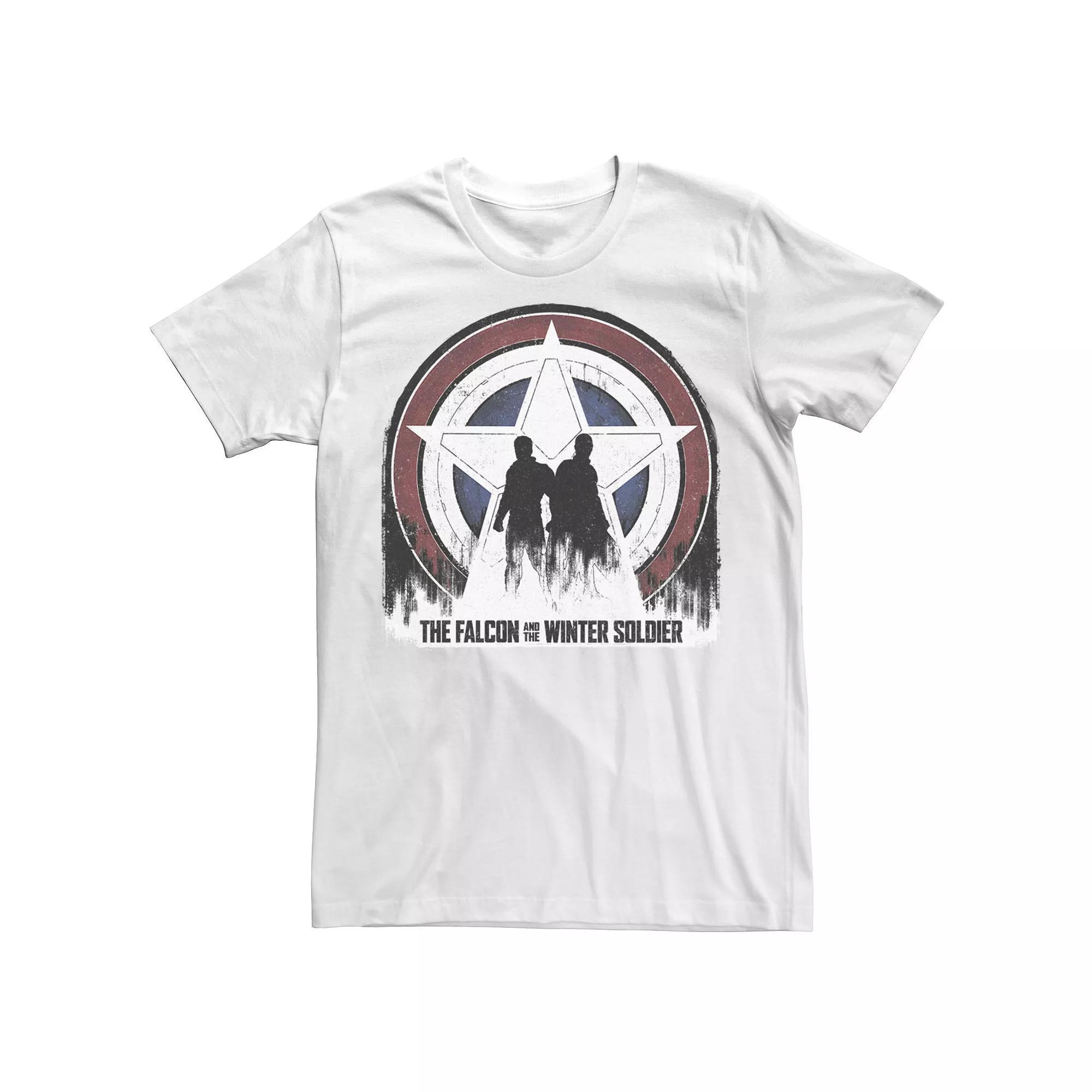 Men's Marvel The Falcon And The Winter Soldier Silhouettes Logo Tee, Size: Small, White Product Image