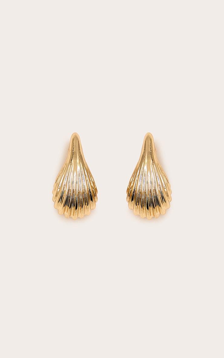 Gold Ridge Tear Drop Stud Earrings Product Image