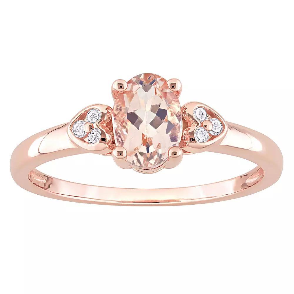 Stella Grace 18k Rose Gold Over Silver Morganite & Diamond Accent Cocktail Ring, Women's, Size: 7, Rose Gold Tone Product Image
