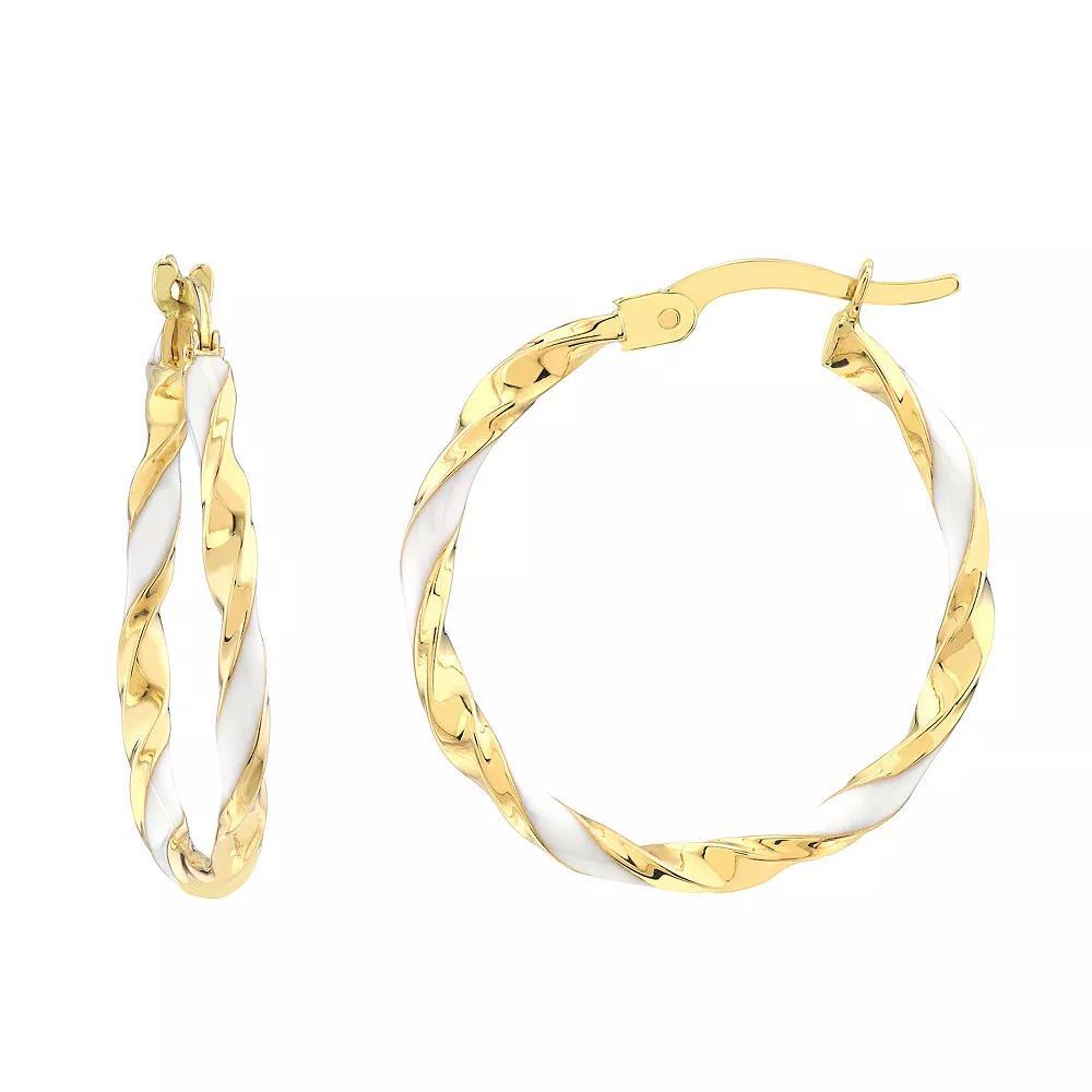Color Romance 20 mm Enamel Twist Hoop Earrings, Women's, Yellow Product Image