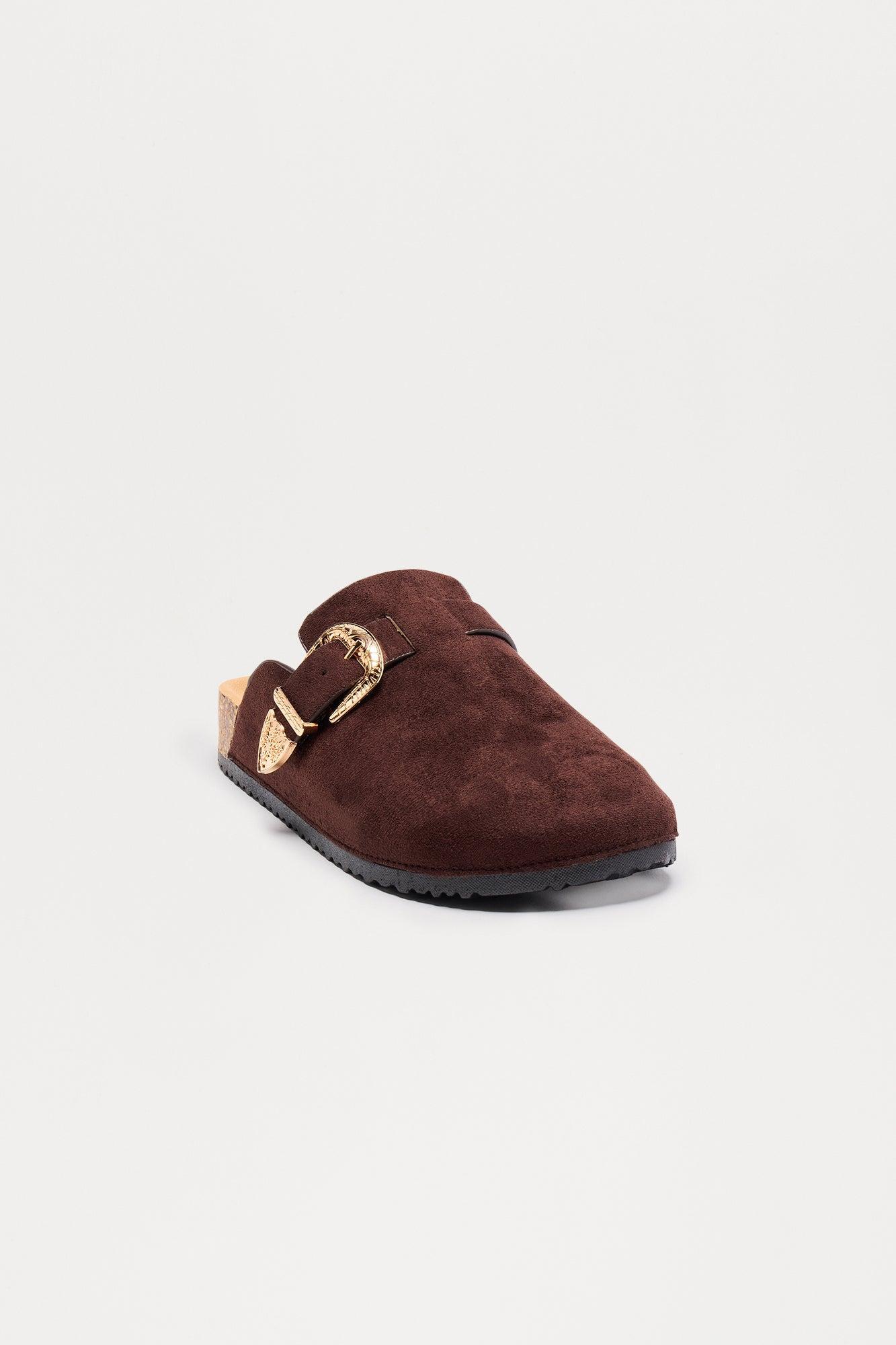 Cory Buckle Slides  - Brown Product Image