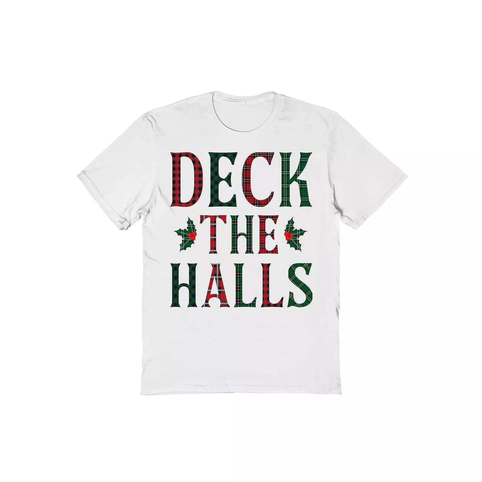 Men's Deck The Halls Christmas Graphic Tee, Size: Small, White Product Image