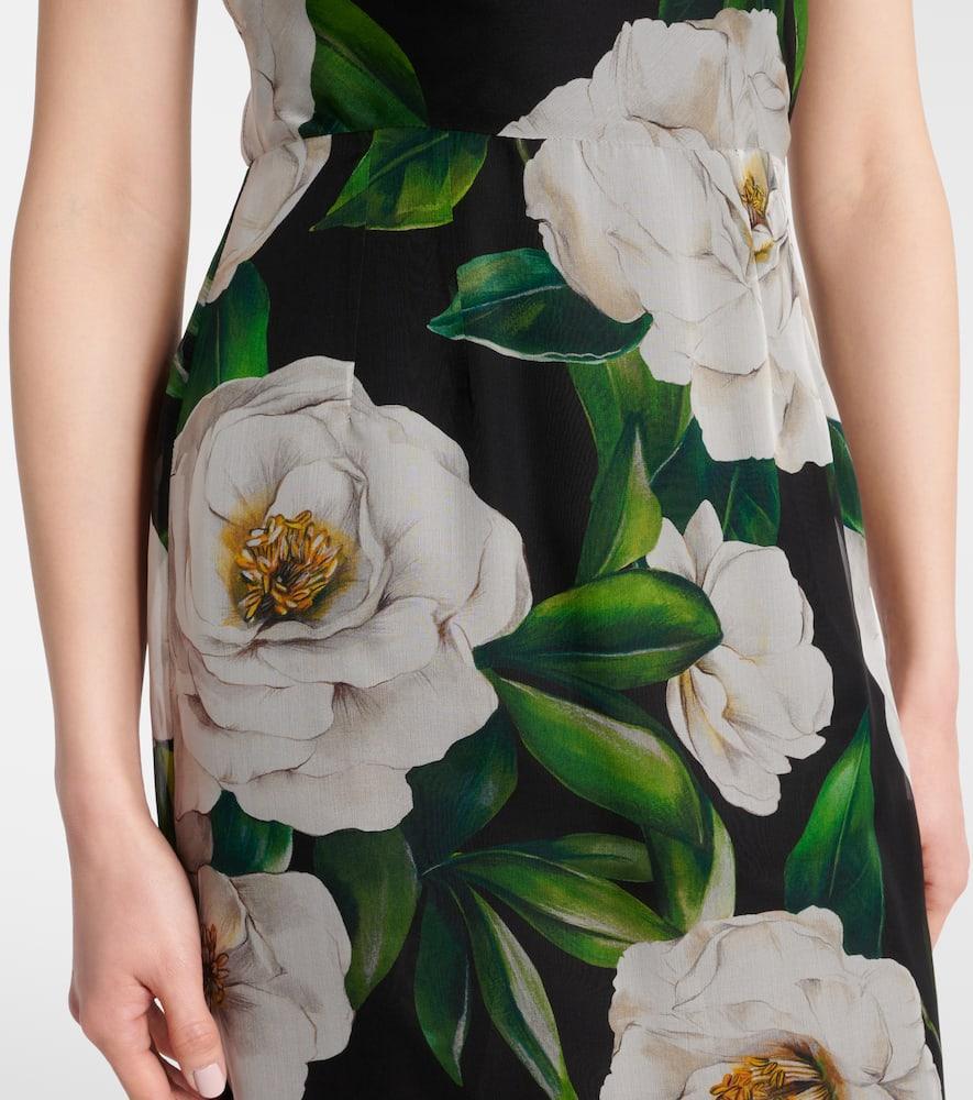 DOLCE & GABBANA Silk Dress With Floral Print Dresses Multicolor In Gardeniafnero Product Image