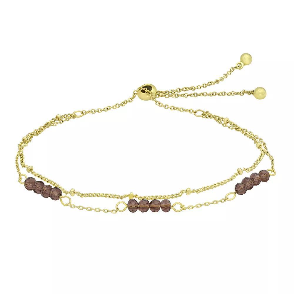 City Luxe Gold Tone Crystal Birthstone Double Strand Adjustable Bracelet, Women's, Size: 4-10" ADJ, June Gold Tone Product Image