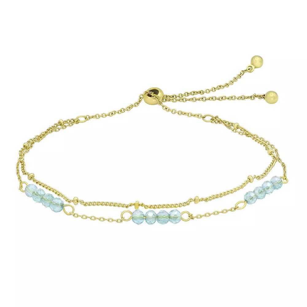 City Luxe Gold Tone Crystal Birthstone Double Strand Adjustable Bracelet, Women's, Size: 4-10" ADJ, March Gold Tone Product Image