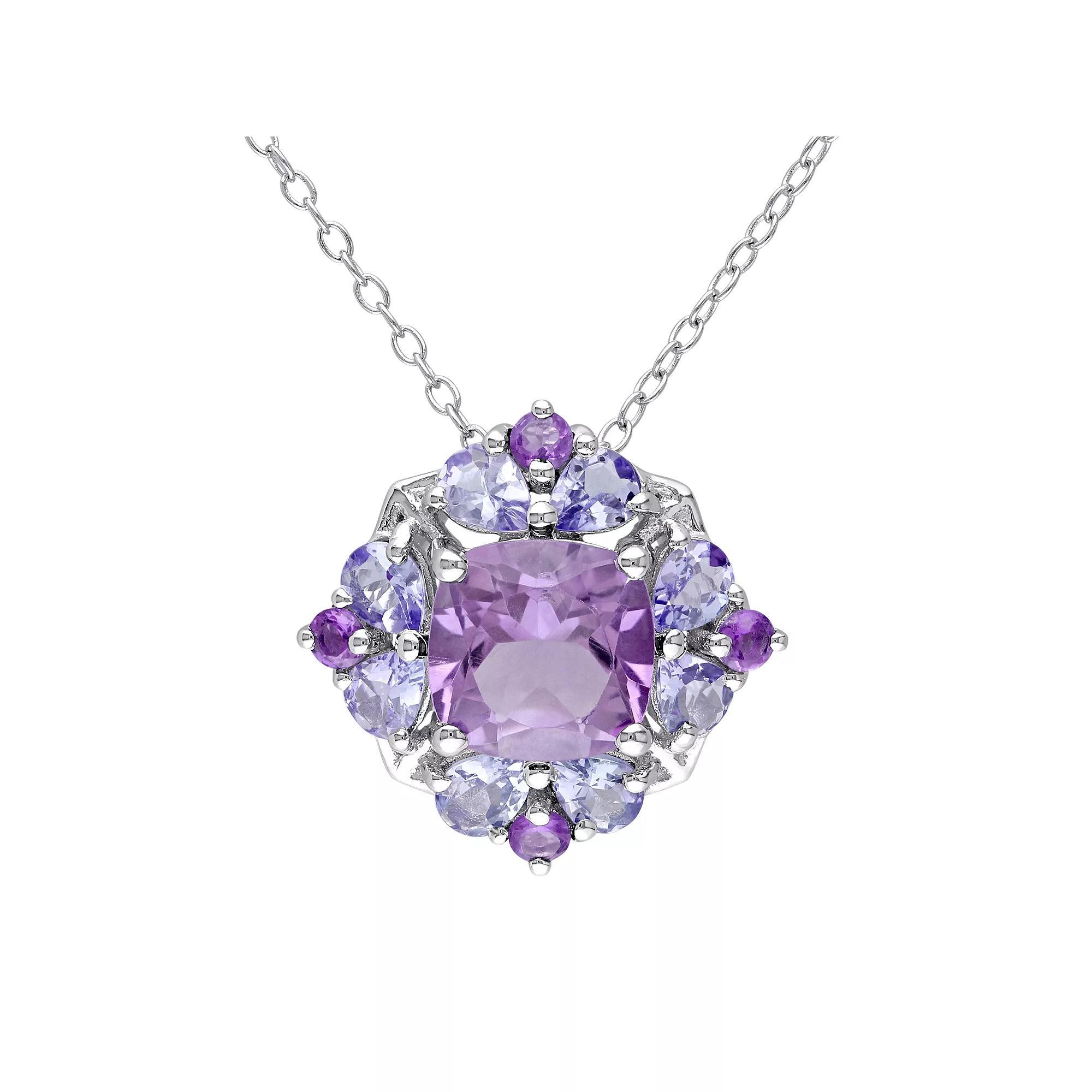 Stella Grace Amethyst & Tanzanite Sterling Silver Flower Pendant Necklace, Women's, Size: 18", Purple Product Image