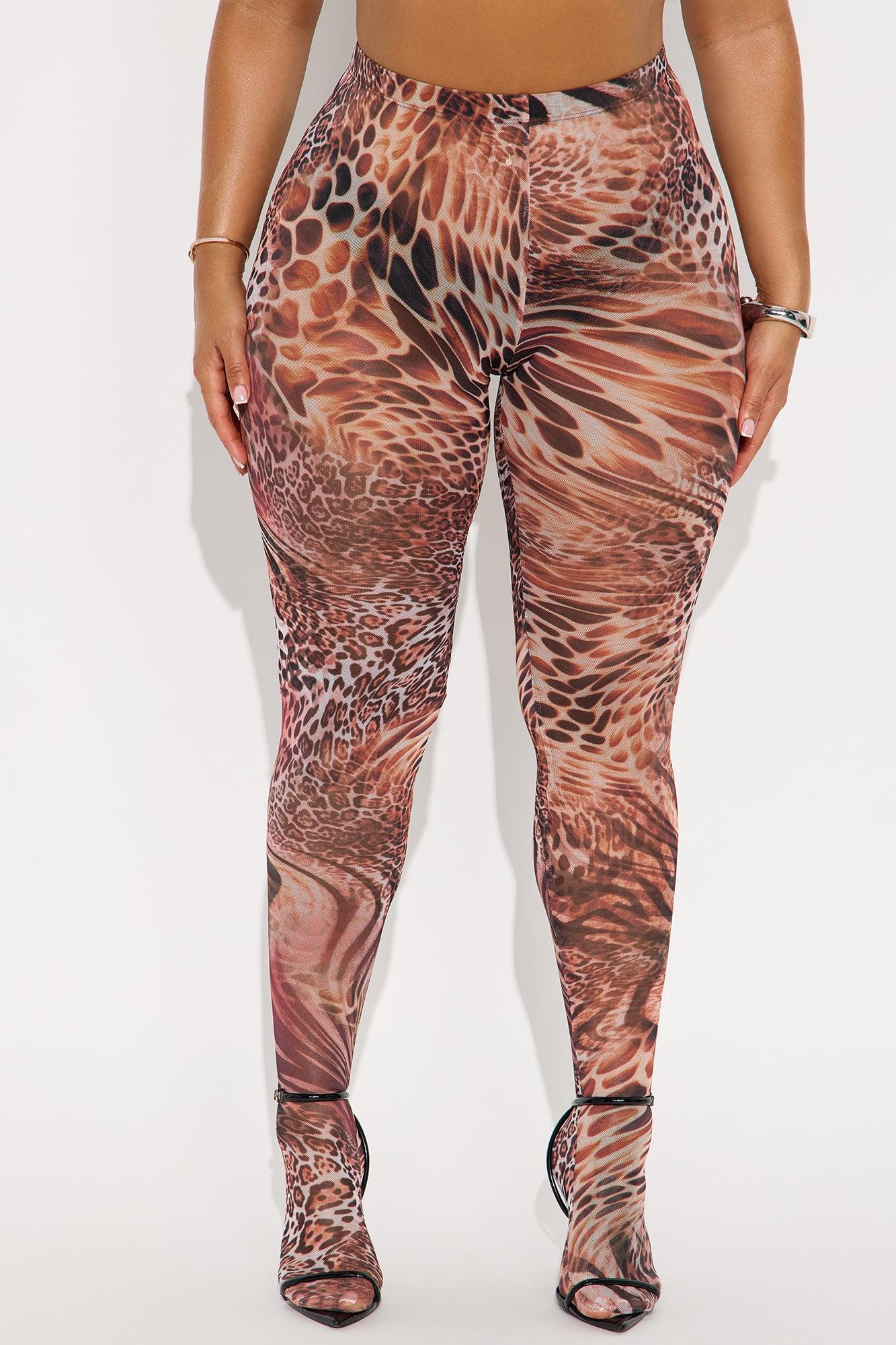 Fierce Attitude Leopard Mesh Footed Legging - Leopard Product Image