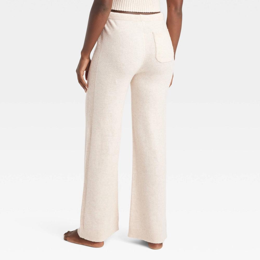 Womens Sweater Wide-Leg Pajama Pants - Auden Oatmeal XL Product Image