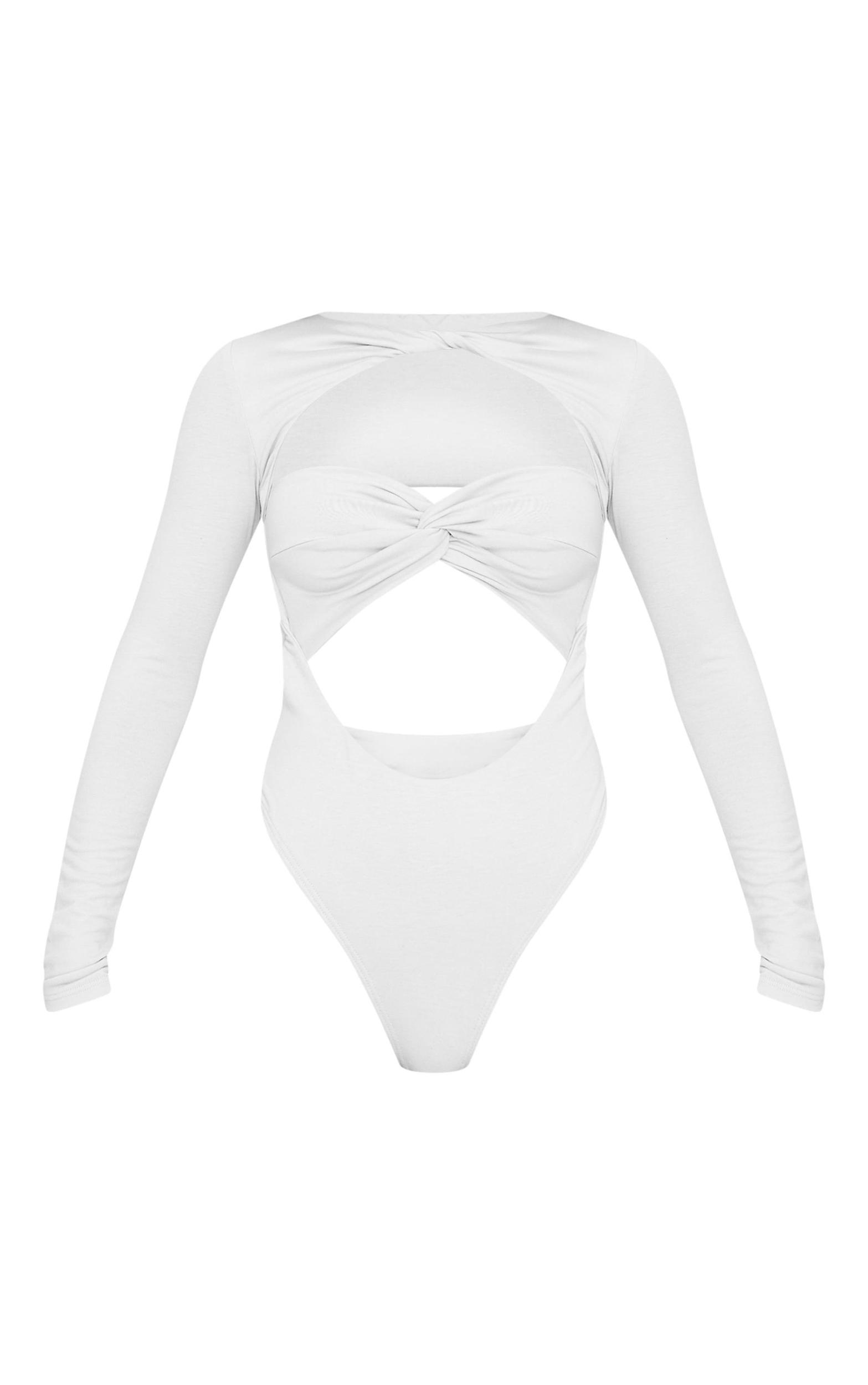 Grey Contour Jersey Cut Out Bodysuit Product Image