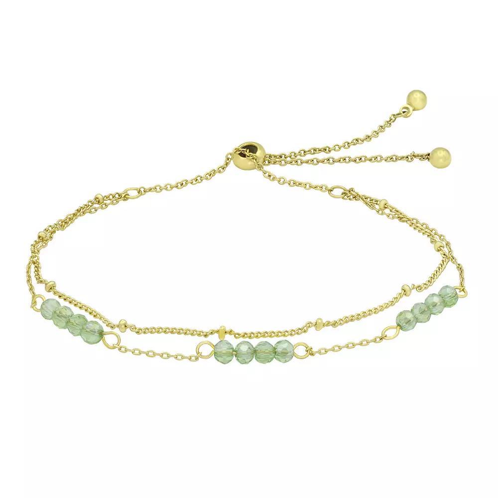 City Luxe Gold Tone Crystal Birthstone Double Strand Adjustable Bracelet, Women's, Size: 4-10" ADJ, August Gold Tone Product Image