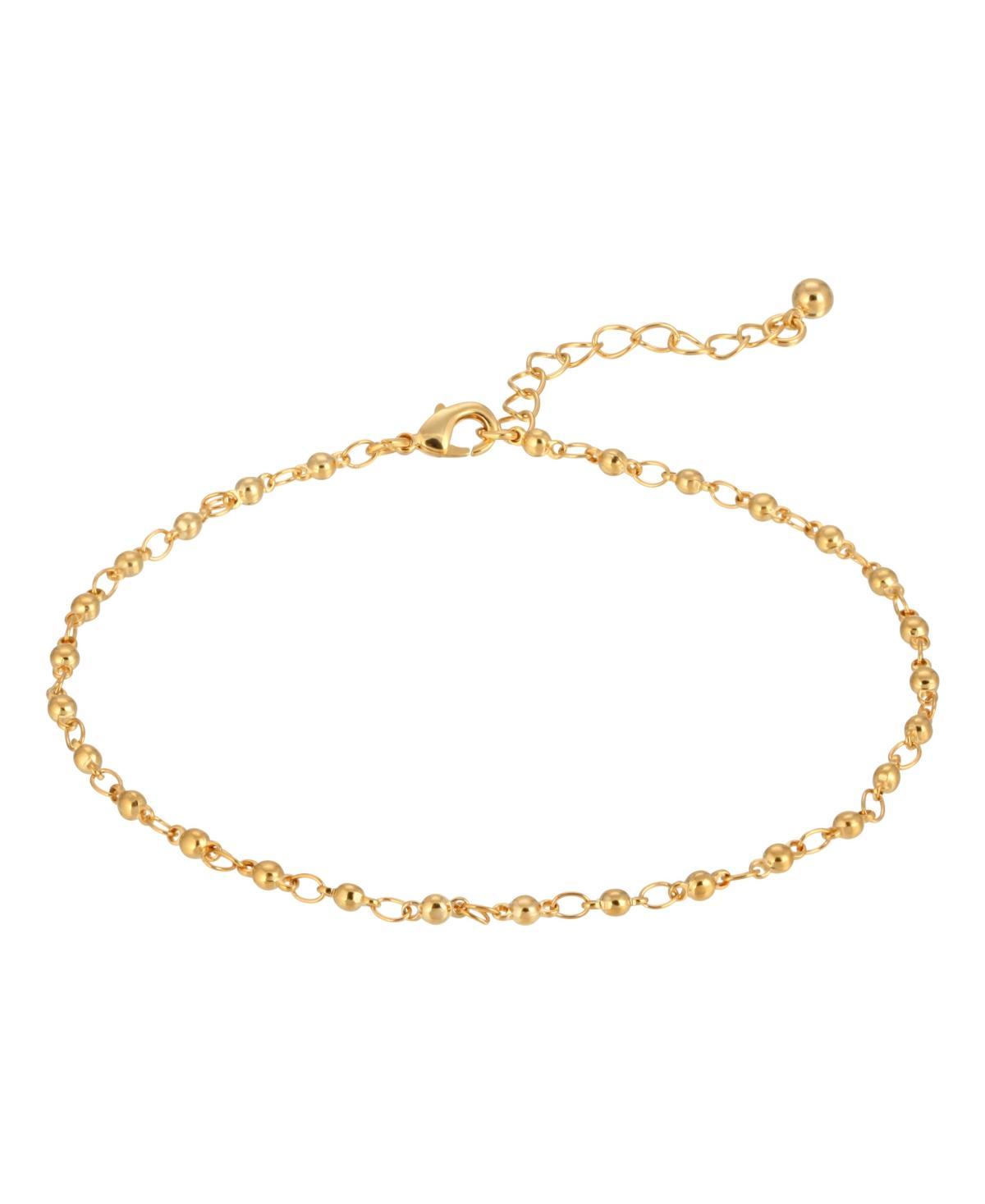 1928 Gold Tone Beaded Chain Anklet, Womens, Yellow Product Image