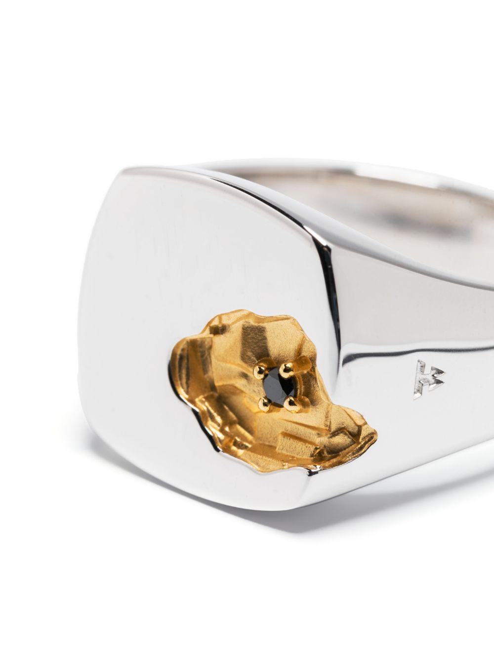 Mined Black Diamond sterling silver ring Product Image