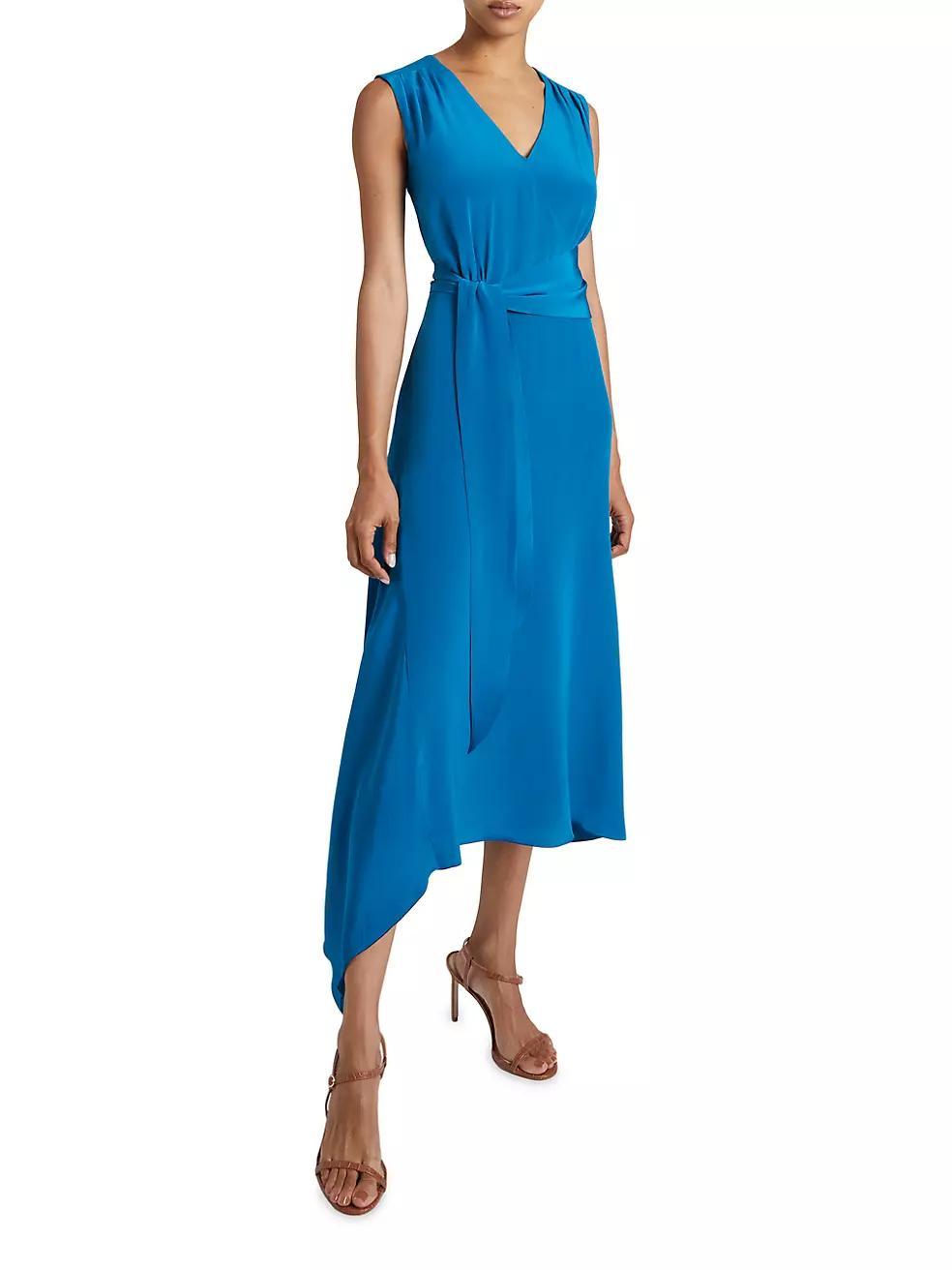 Velia Asymmetric Silk Midi-Dress Product Image