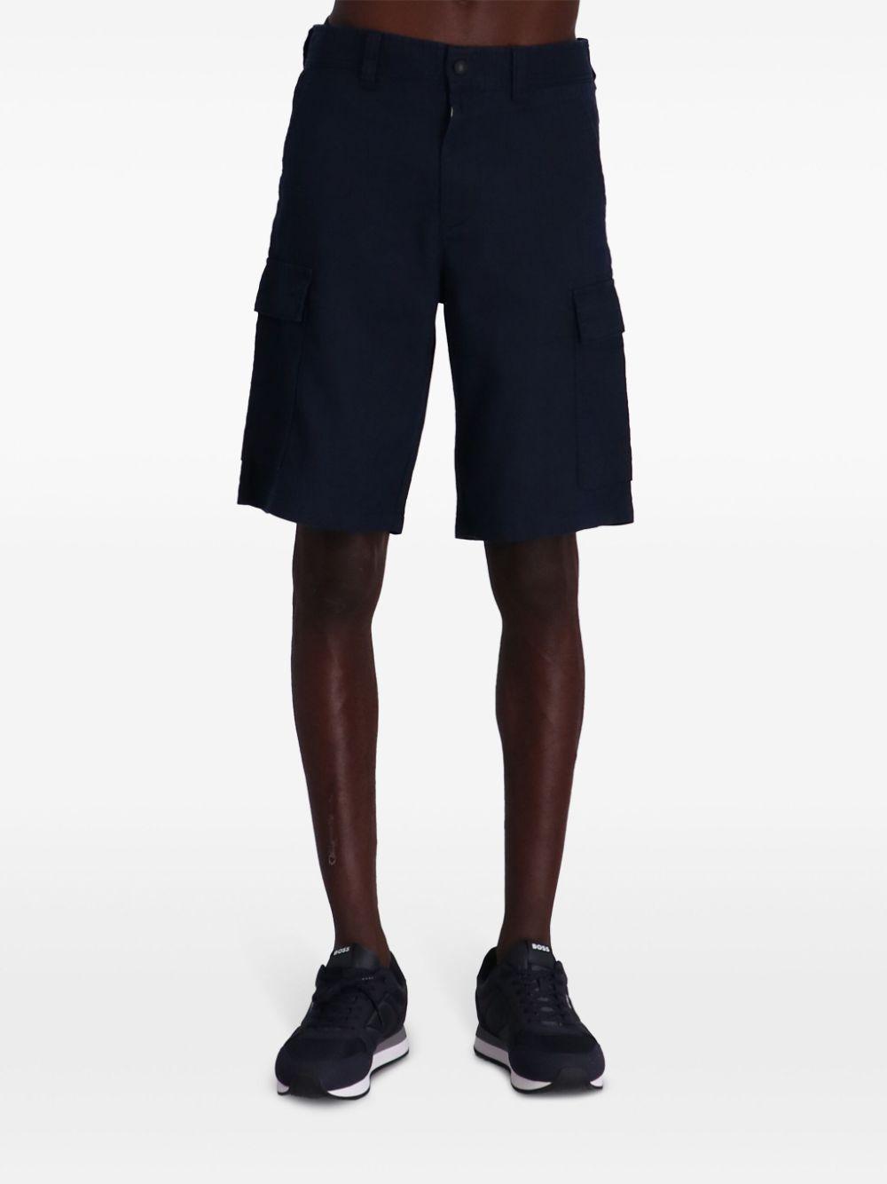 HUGO BOSS Straight-leg Linen Cargo Short In Black Product Image