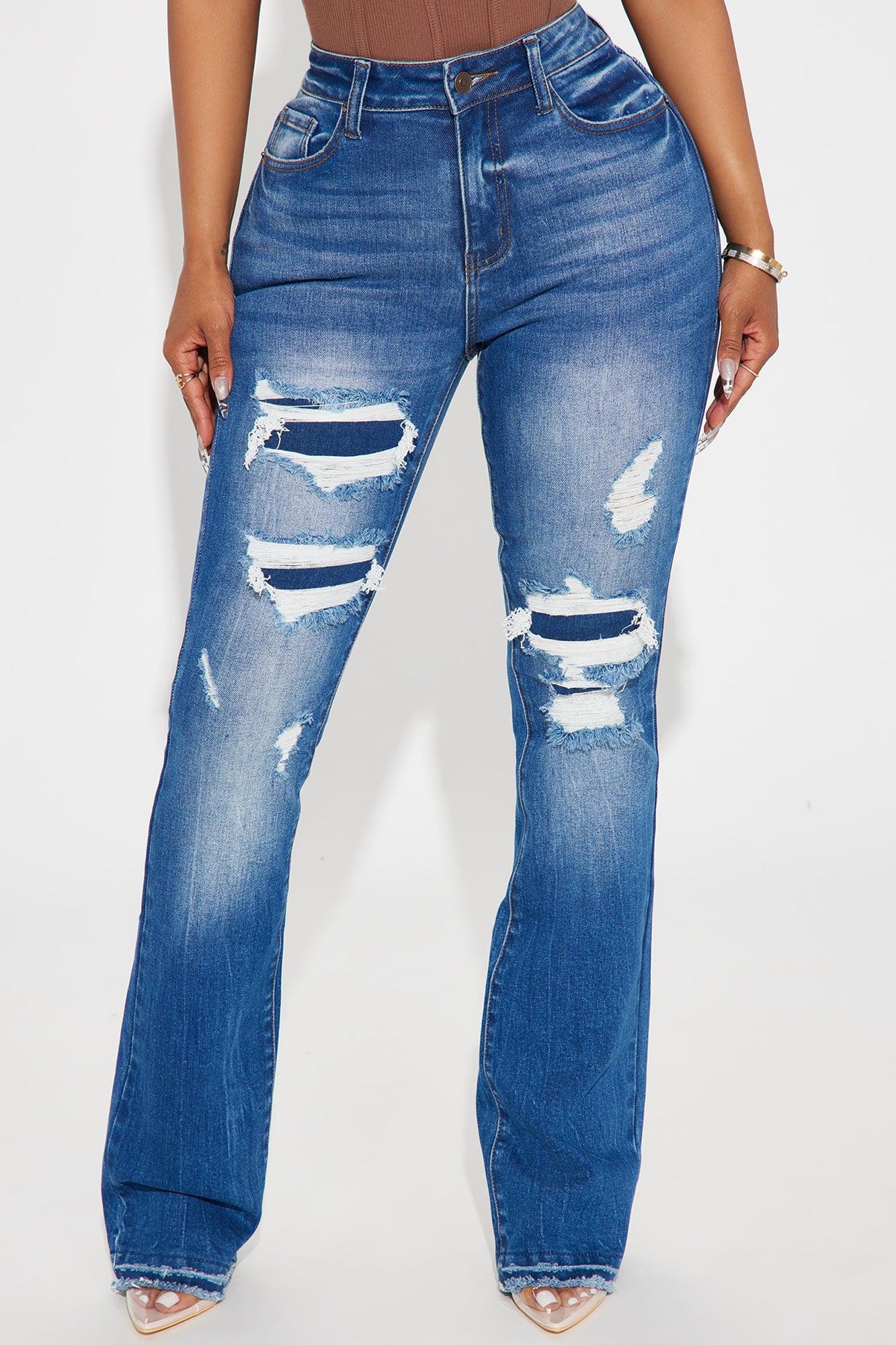 Getting It Right Stretch Ripped Bootcut Jeans - Dark Wash Product Image