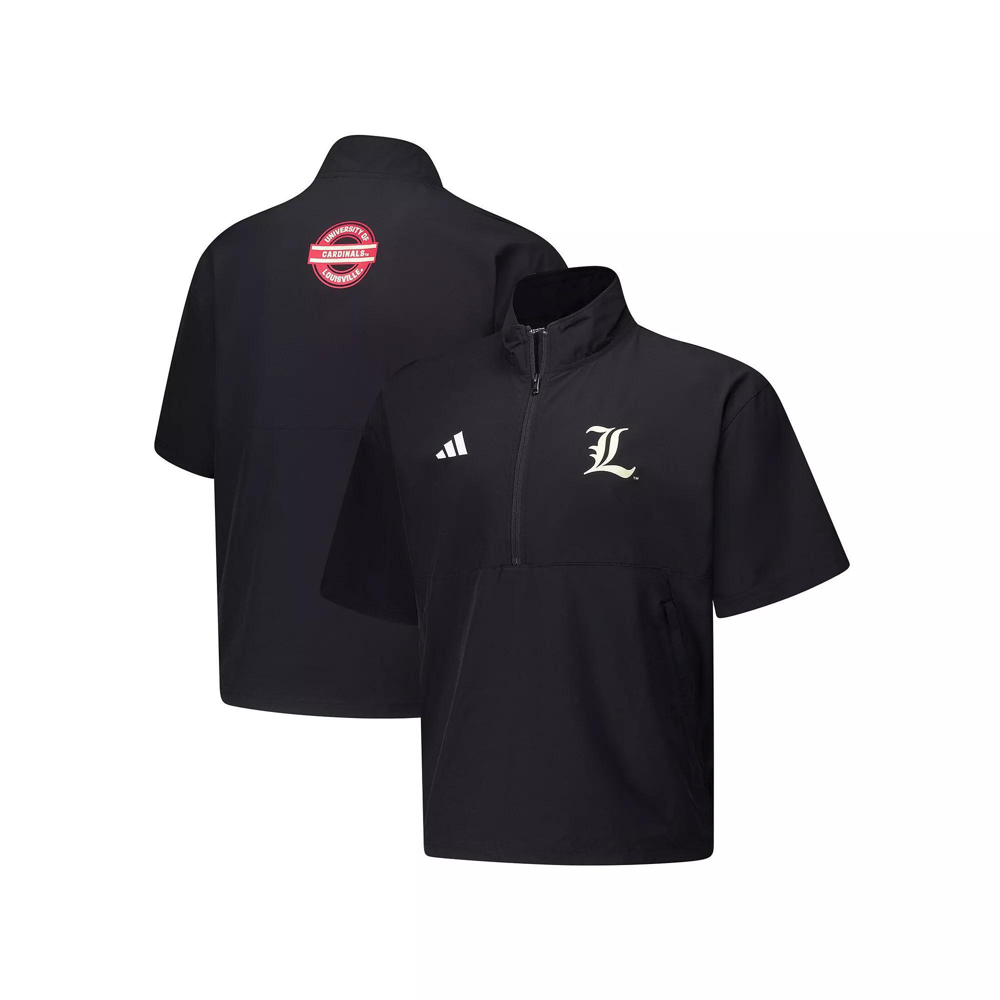 Men's adidas Black Louisville Cardinals 2024 Half-Zip Short Sleeve Training Jacket, Size: Large Product Image