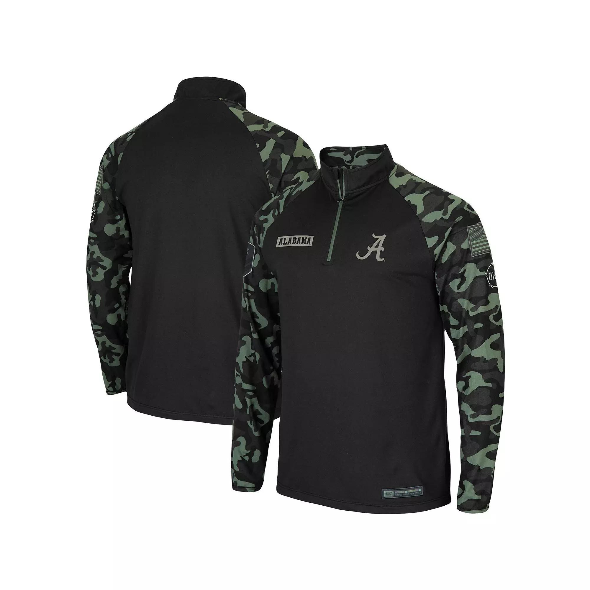 Men's Colosseum Black Nebraska Huskers OHT Military Appreciation Take Flight Raglan Quarter-Zip Jacket, Size: Medium Product Image