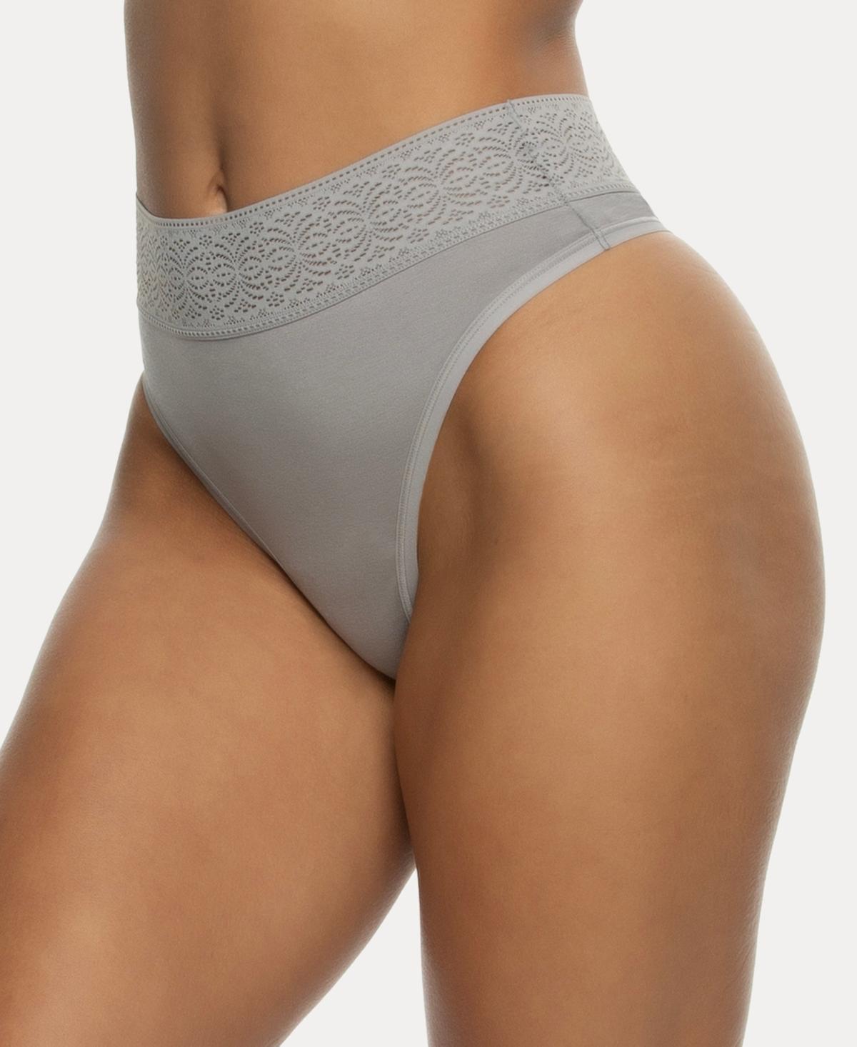 Women's Jezebel Serene High Waisted Thong Panty 530164, Size: Medium, Black Product Image