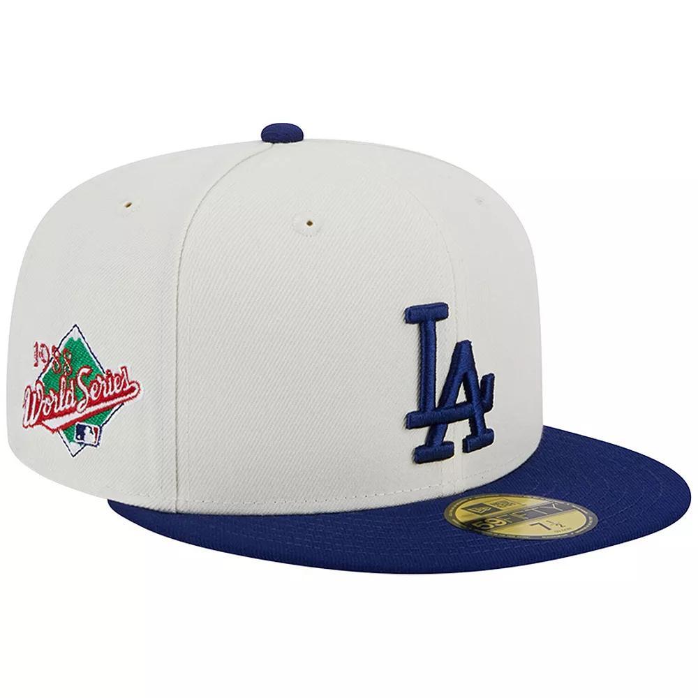 Men's New Era Stone/Royal Los Angeles Dodgers Retro 59FIFTY Fitted Hat, Size: 7 7/8, Team Product Image