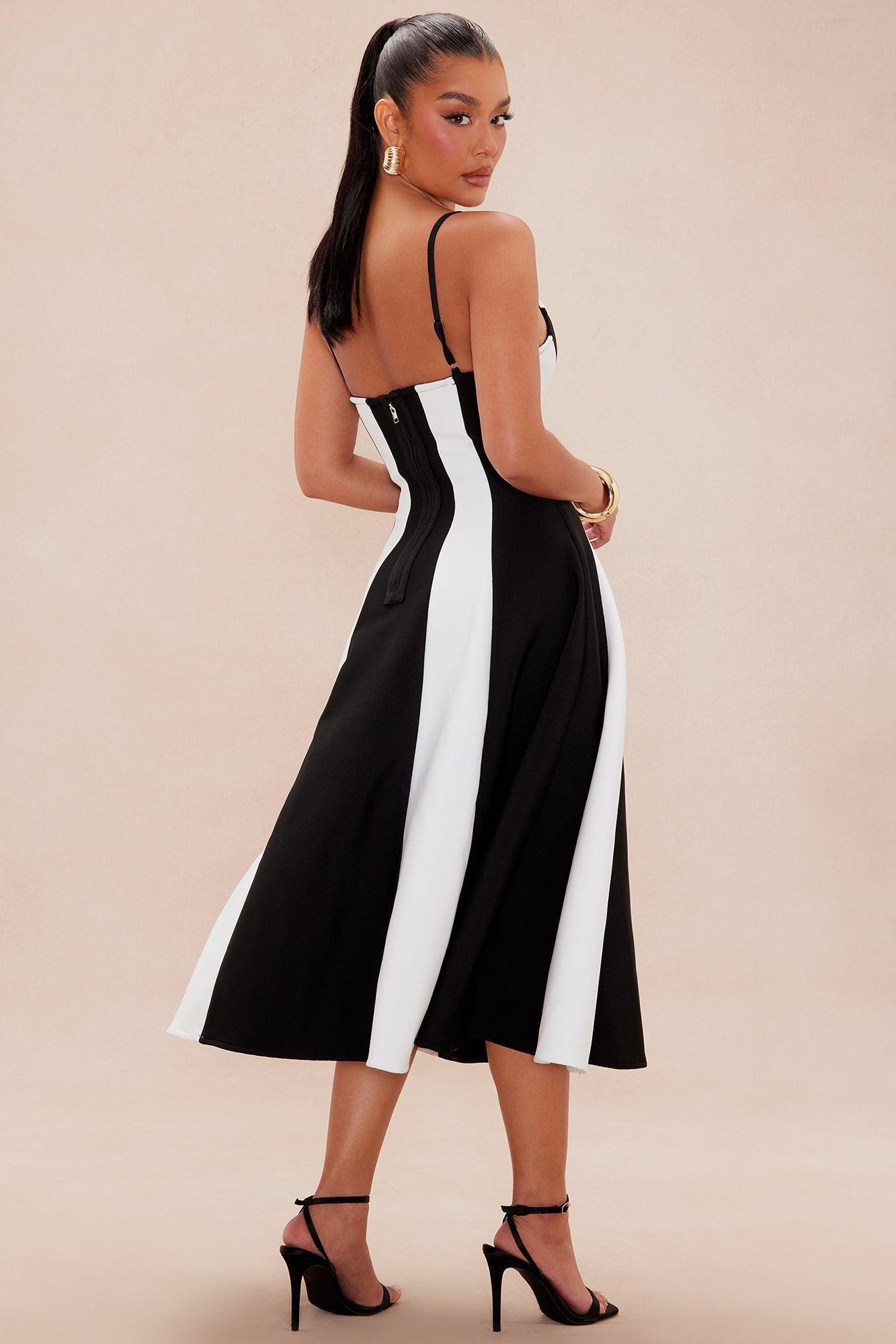 Diana Bandage Maxi Dress - Black/White Product Image
