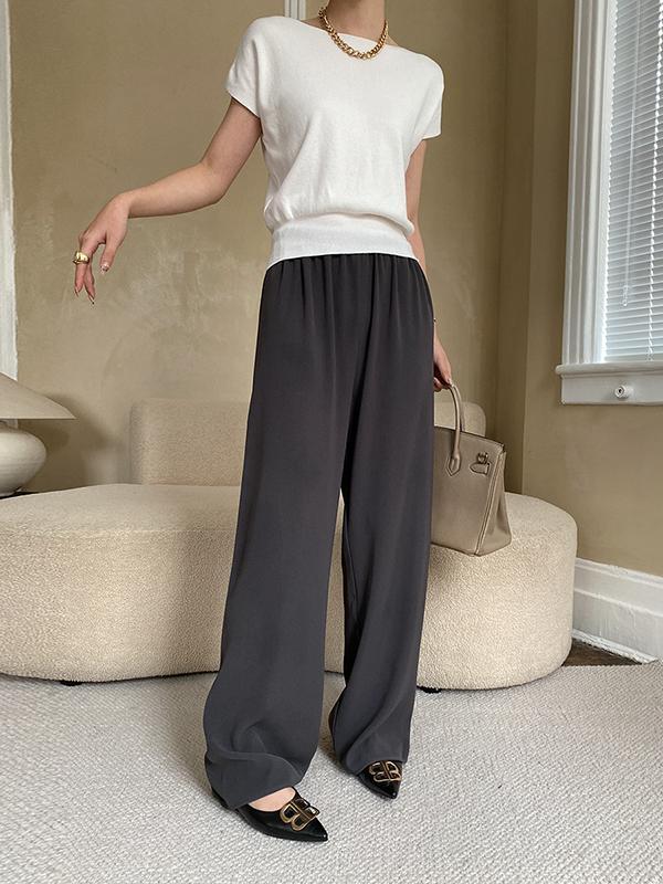 Stylish Loose Solid Color Boat Neck Knitwear Pullovers Tops Product Image