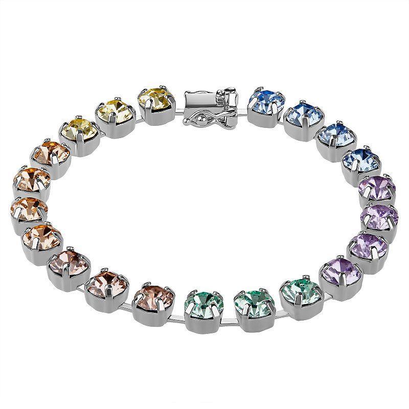 Brilliance Crystal Tennis Bracelet, Women's, Size: 7/8", Gold Tone Team Product Image