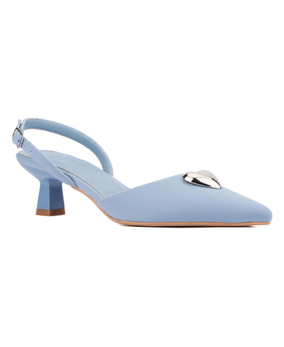 Olivia Miller Mystic Women's Heart Accent Slingback Kitten Heels, Size: 7.5, Black Product Image