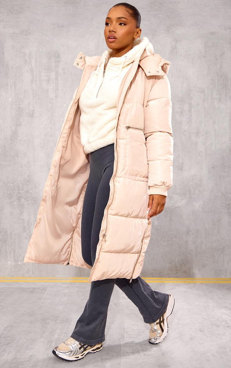 Stone Hooded Maxi Puffer Coat Product Image