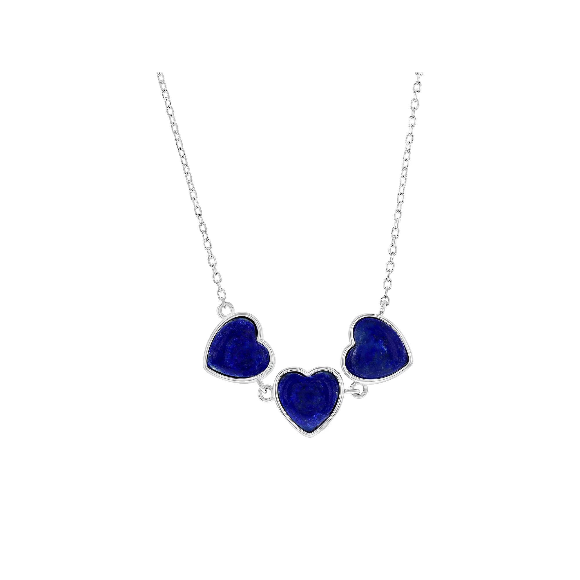 Nautica Rocks Sterling Silver Natural Stone Triple Heart Necklace, Women's, Size: 16-18" ADJ, Lapis Product Image
