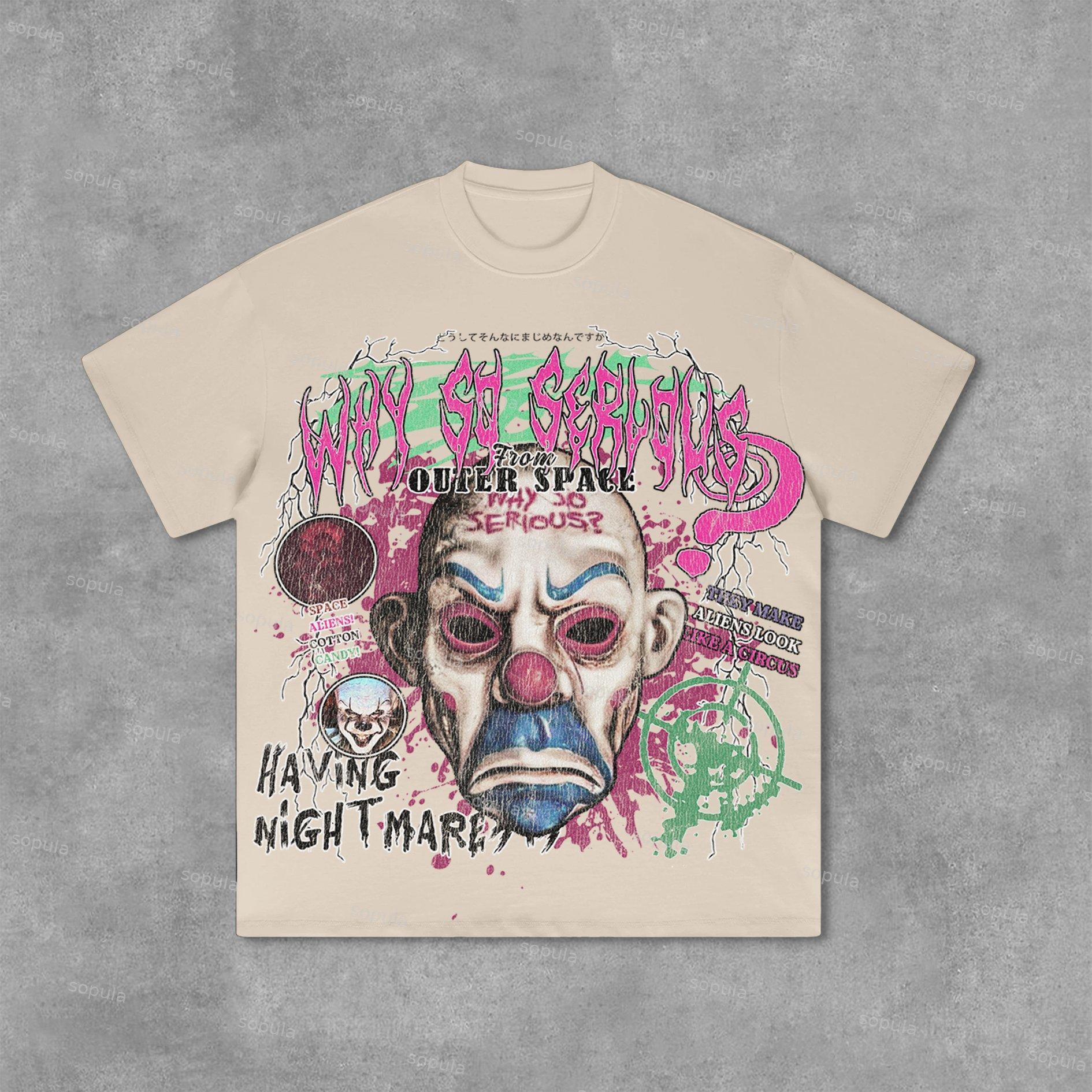 Sopula Dark Fear Joker Broken Print Graphic Cotton T-Shirt Product Image