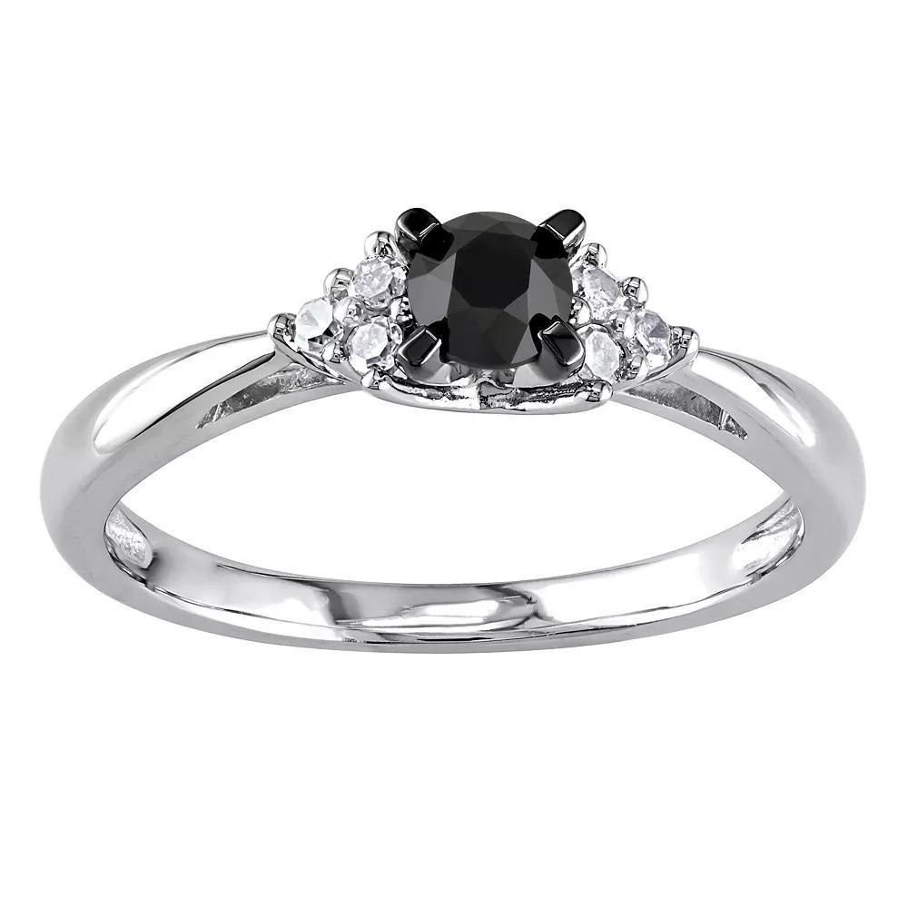 Stella Grace Sterling Silver 1/2 Carat T.W. Black & White Diamond Promise Ring, Women's, Size: 5 Product Image