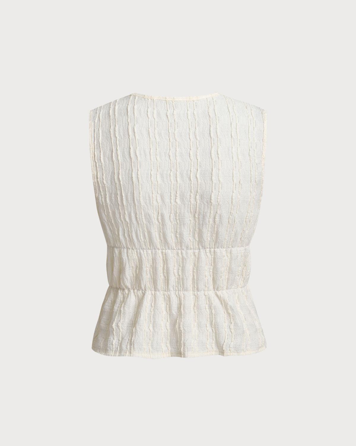 Beige Tie Front Tank Top Product Image