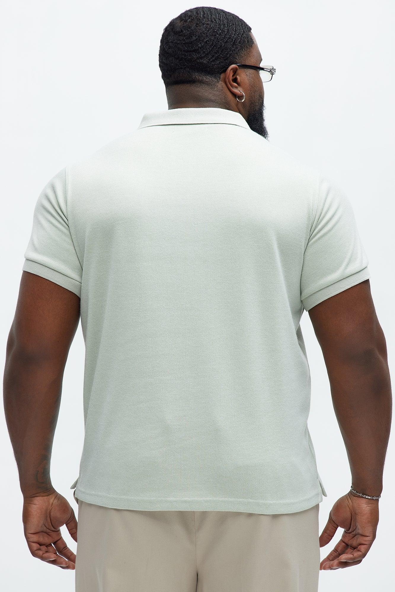 Subtle Stripes Textured Polo - Sage Product Image