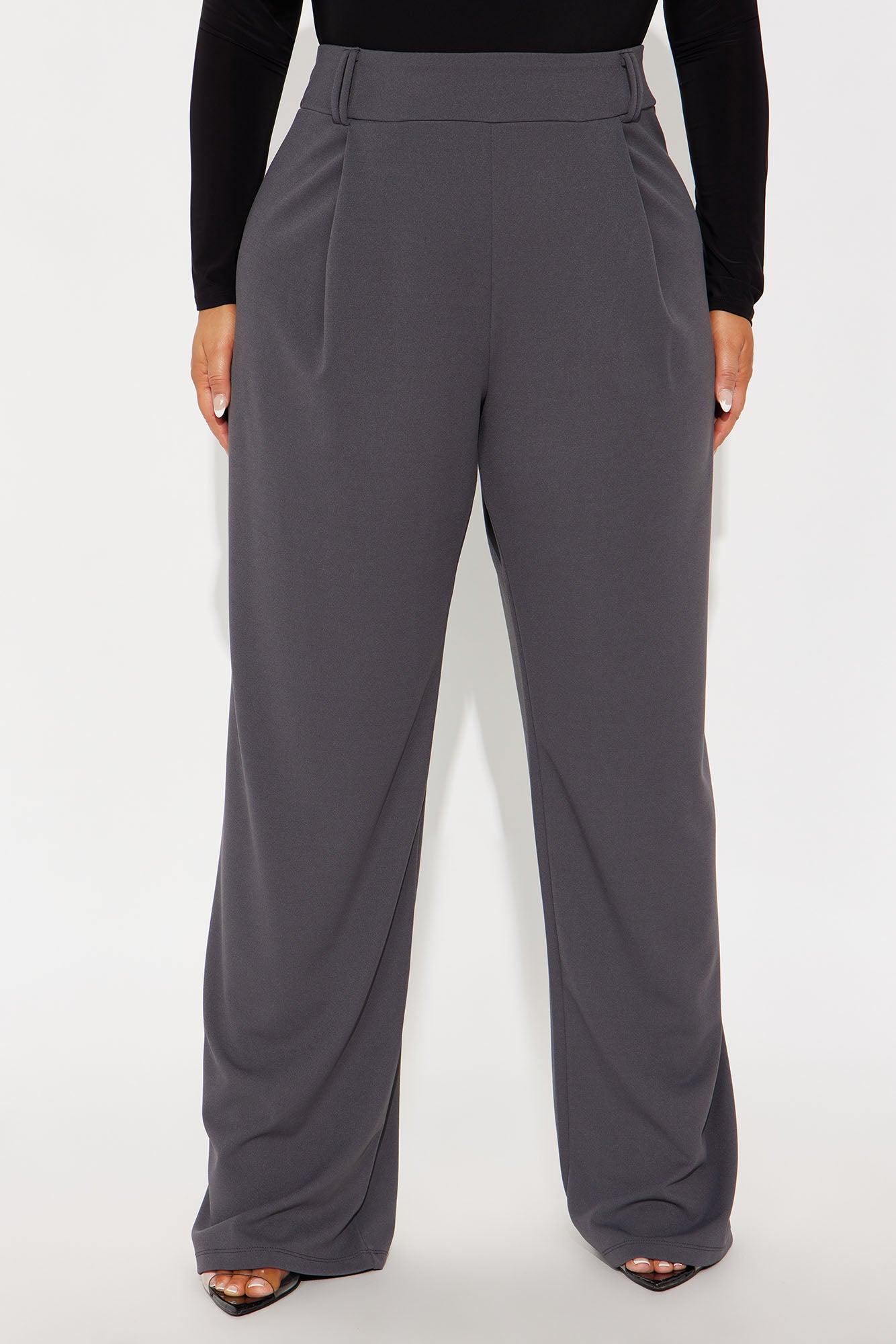 Late To The Meeting Wide Leg Trouser Pant - Charcoal Product Image