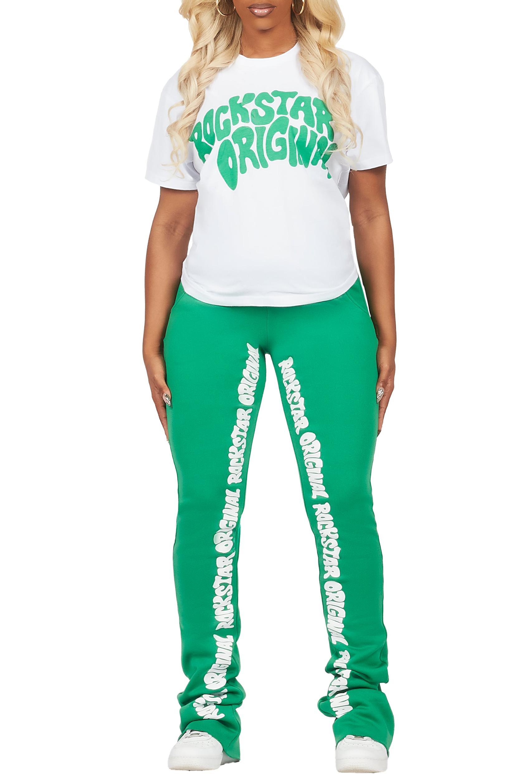 Monique White/Green T-Shirt Trackset Female Product Image