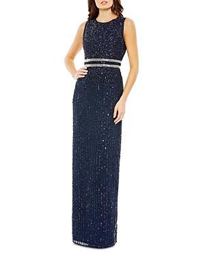 Mac Duggal Sequined High Neck Sleeveless Column Gown Product Image