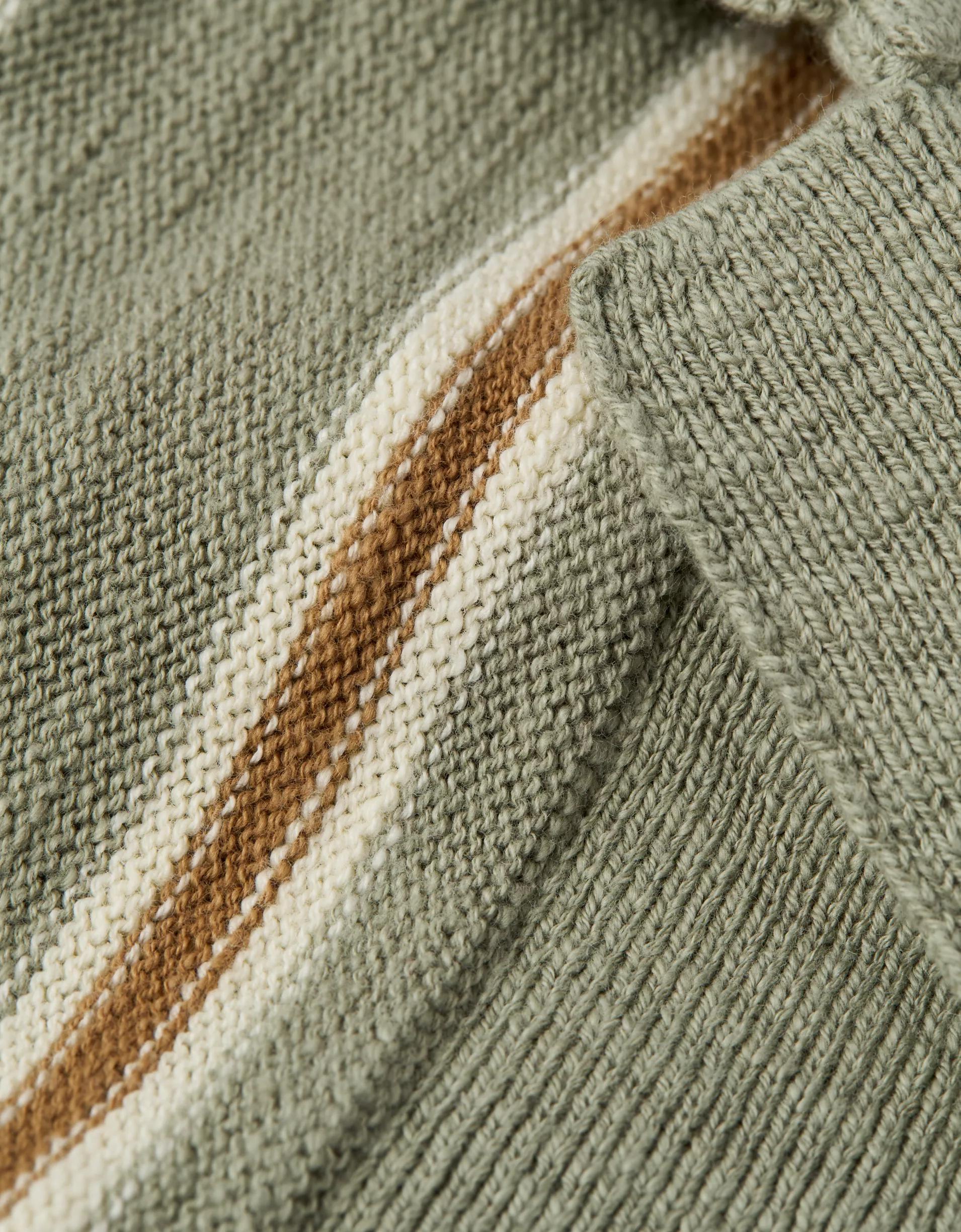 AE Weekend Striped Button-Up Sweater Polo Shirt Product Image