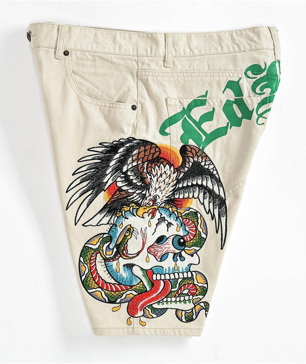 Ed Hardy Battle White Shorts Product Image