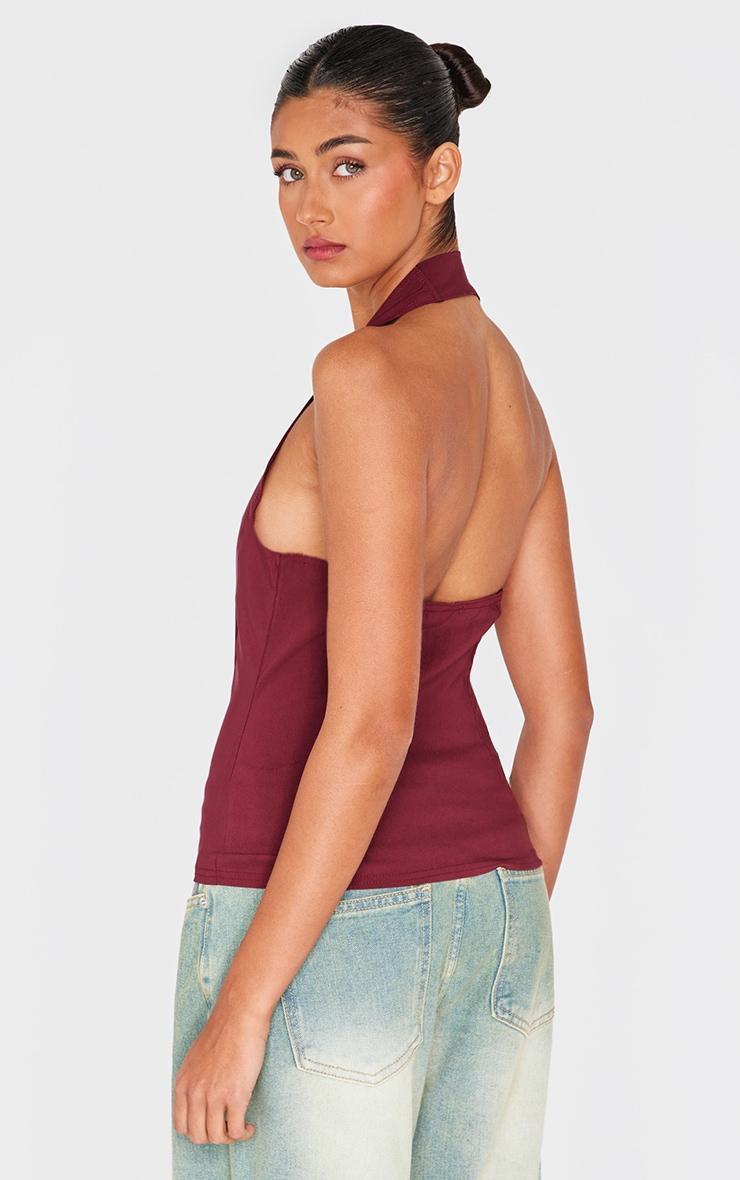 Burgundy Bengaline Square Neck Top Product Image