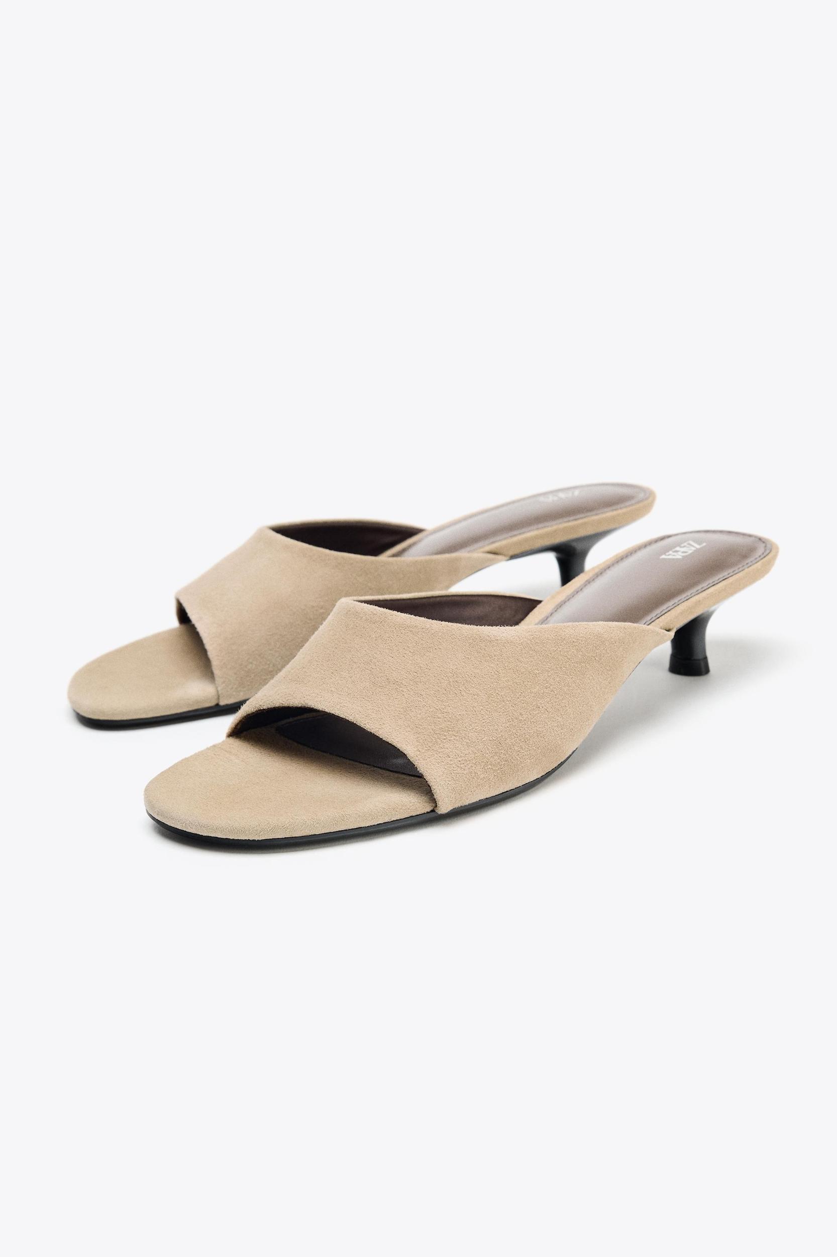 SUEDE KITTEN HEEL SANDALS Product Image